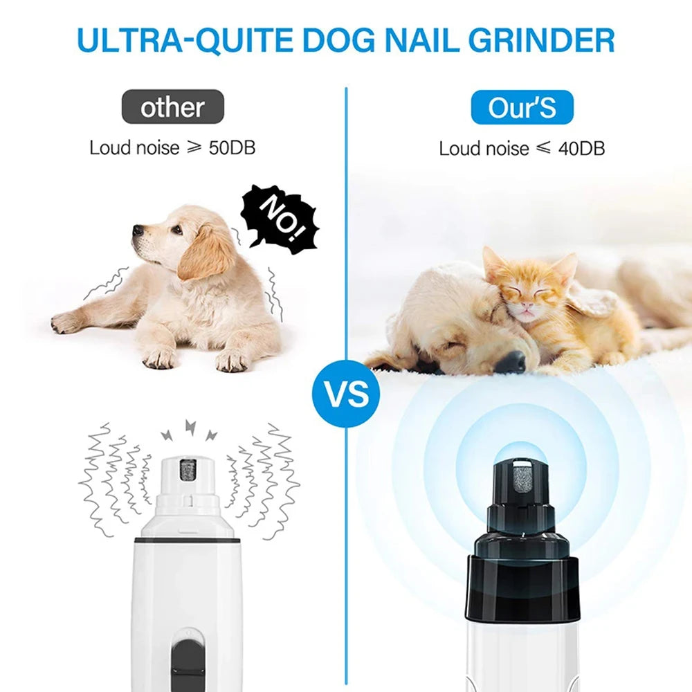 USB Rechargeable Electric Dog Nail Grinder Clippers for Dog Nail Grinders Pet Quiet Cat Paws Nail Grooming Trimmer Tools