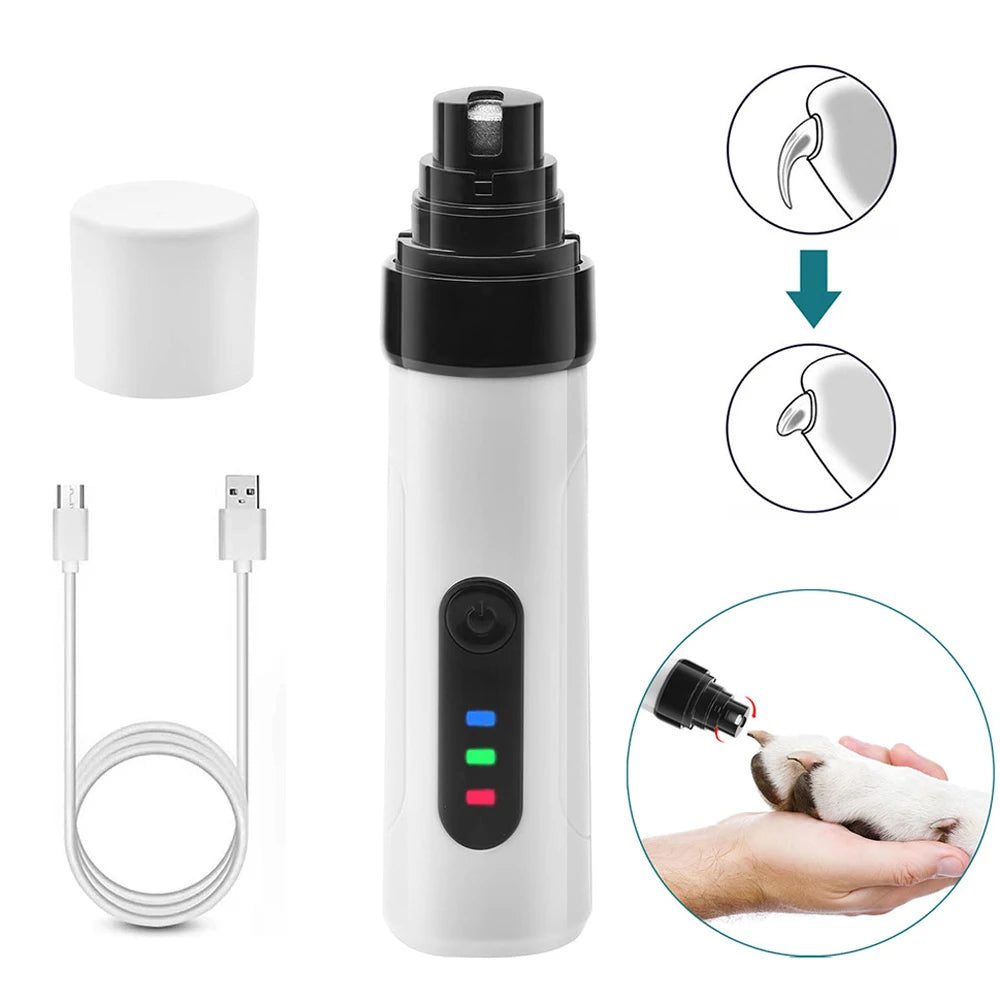 USB Rechargeable Electric Dog Nail Grinder Clippers for Dog Nail Grinders Pet Quiet Cat Paws Nail Grooming Trimmer Tools