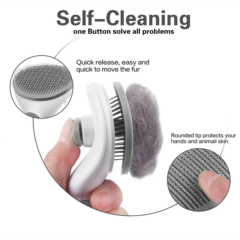 Pet Cat Dog Brush Self Cleaning Slicker Brush