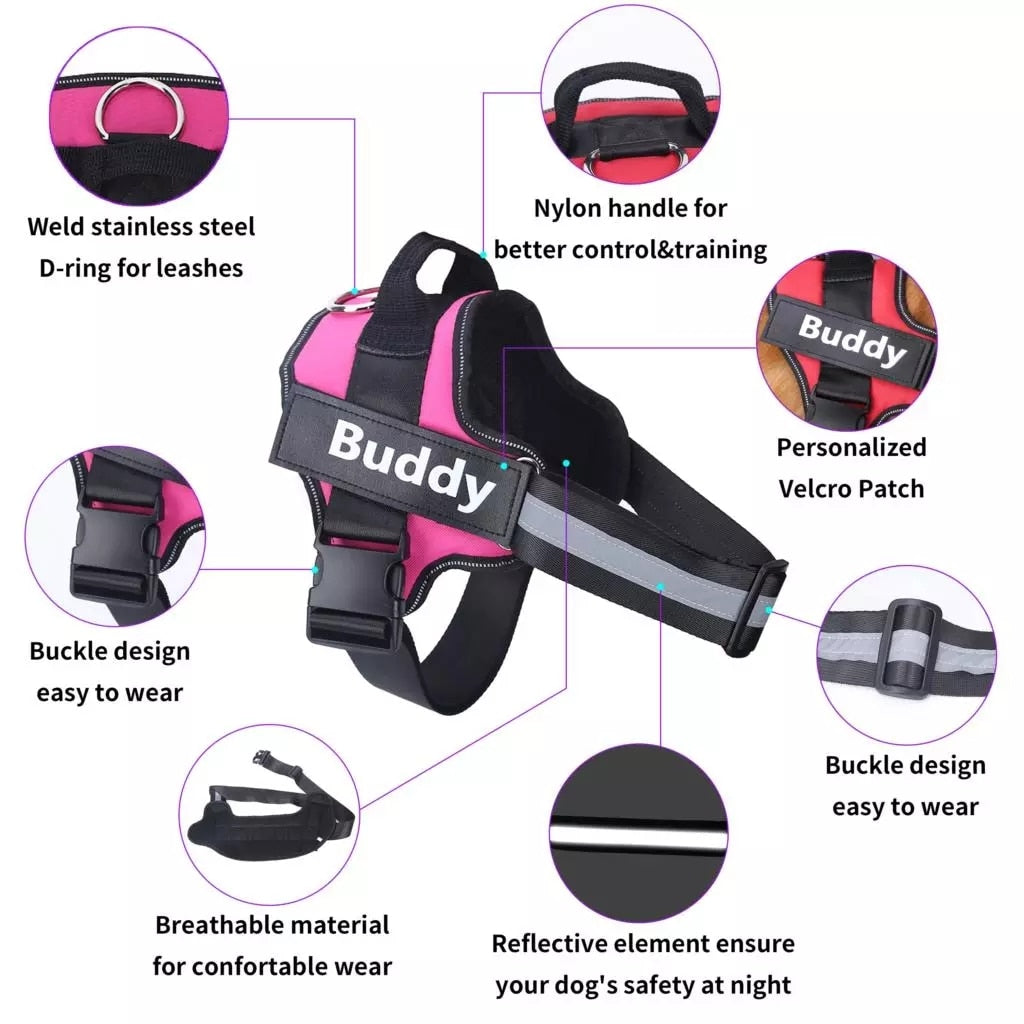 Personalized Dog Harness NO PULL Reflective Breathable Adjustable Pet Harness