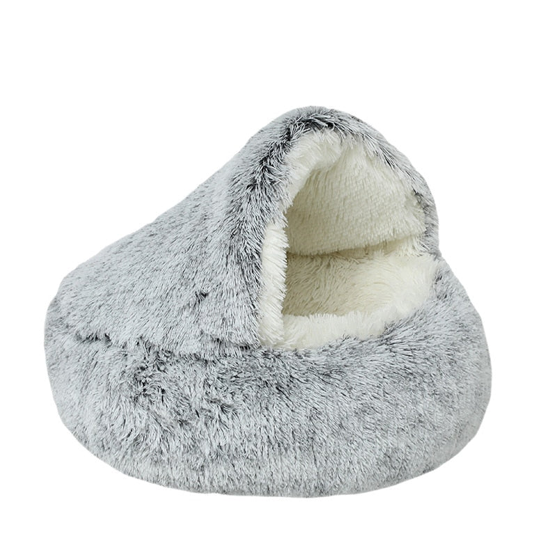 2 In 1Pet Dog Cat Bed Round Plush Cat Warm Bed