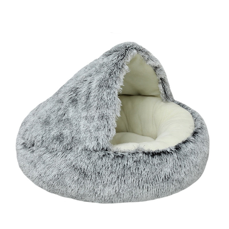 2 In 1Pet Dog Cat Bed Round Plush Cat Warm Bed
