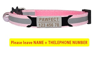 Reflective Cat Safety Buckle Collar Adjustable Custom Personalized ID