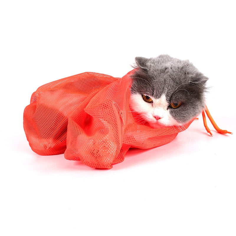 Mesh Cat Grooming Bath Bag