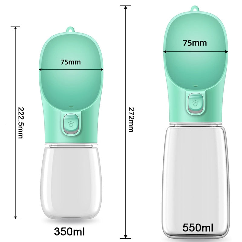Our Portable Dog Water Bottle is specially designed to keep your dog happy, healthy & hydrated while on the go. It dispenses the perfect amount of water into the attached mini bowl. Let your dog drink and then press the button to suck back the unfinished water. It's perfect for walks, hikes, camping, and everyday use!