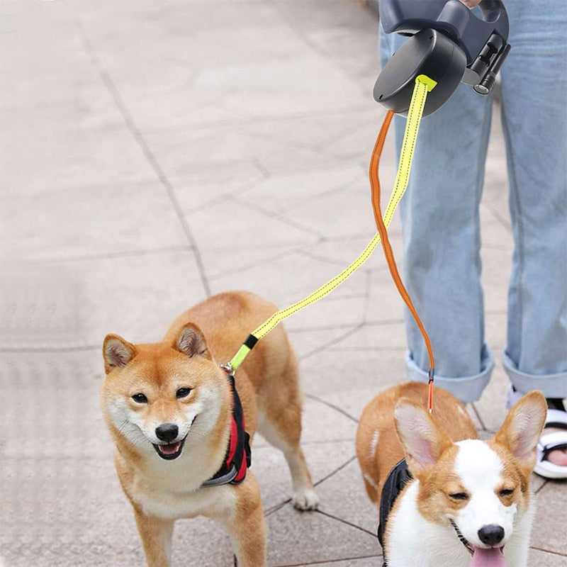 Automatic Reflective Double-Ended Leash Lead