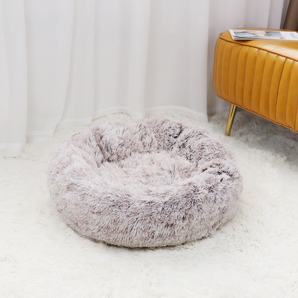 Super Soft Pet Cat Bed Plush Full Size Washable Calm Bed Donut Bed