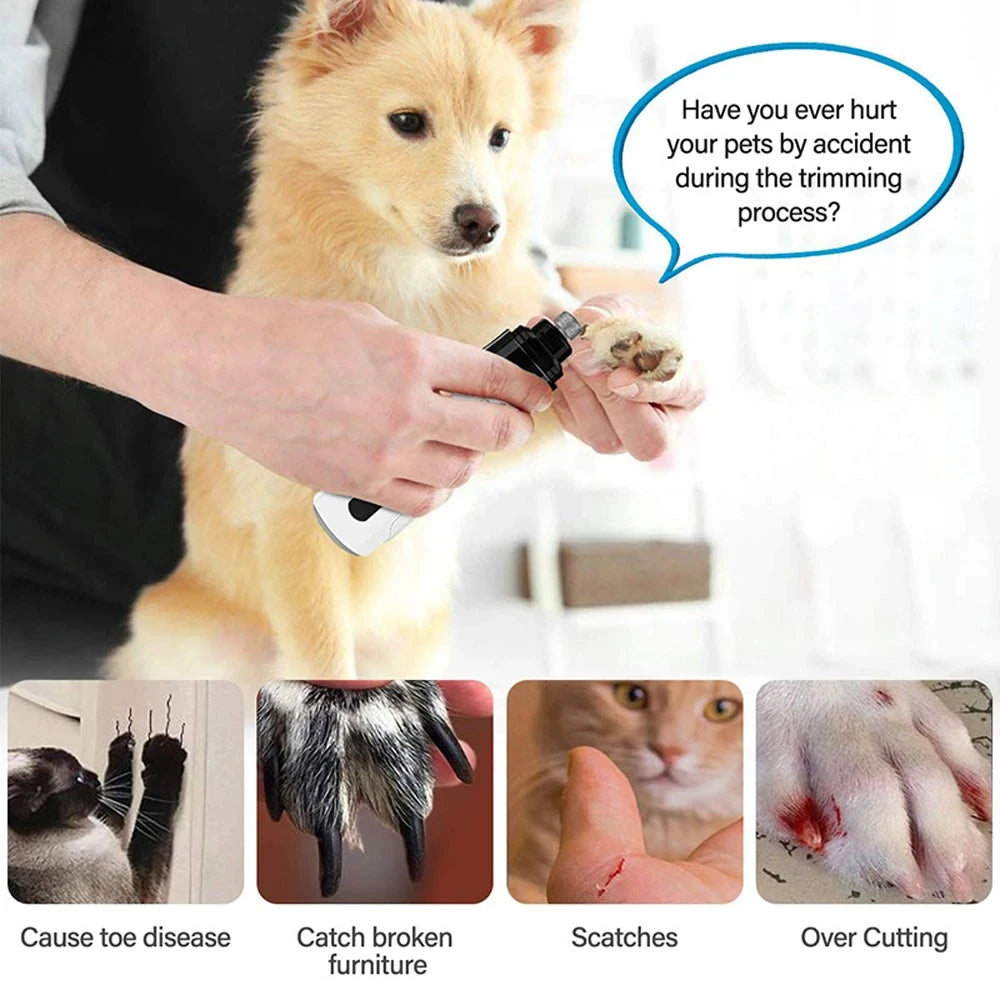 USB Rechargeable Electric Dog Nail Grinder Clippers for Dog Nail Grinders Pet Quiet Cat Paws Nail Grooming Trimmer Tools