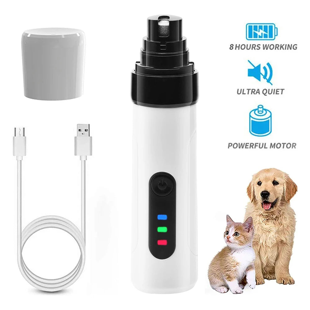USB Rechargeable Electric Dog Nail Grinder Clippers for Dog Nail Grinders Pet Quiet Cat Paws Nail Grooming Trimmer Tools