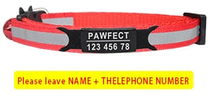 Reflective Cat Safety Buckle Collar Adjustable Custom Personalized ID