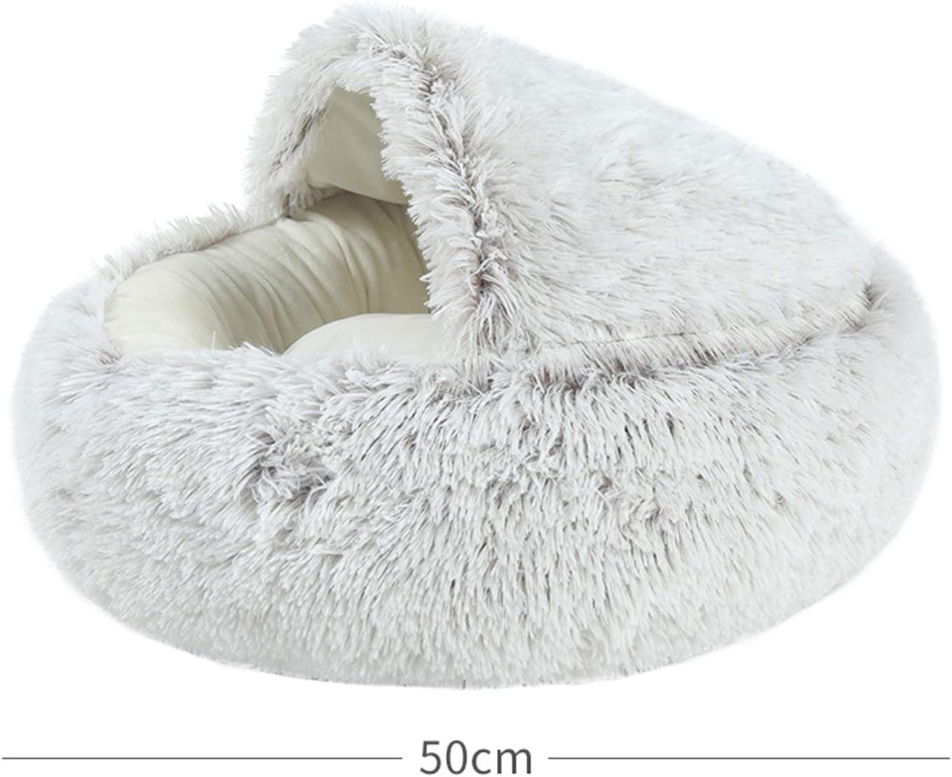 2 In 1Pet Dog Cat Bed Round Plush Cat Warm Bed
