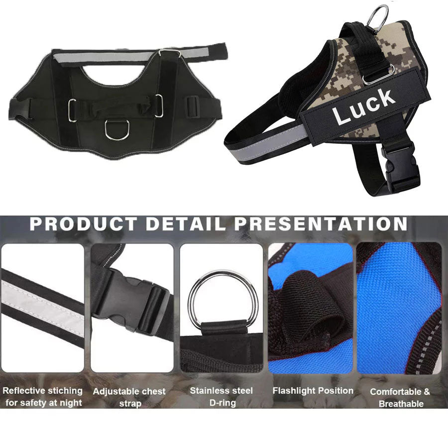 Dog Harness Vest ID Patch Customized Reflective Breathable Adjustable Pet Harness For Dog