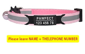 Reflective Cat Safety Buckle Collar Adjustable Custom Personalized ID