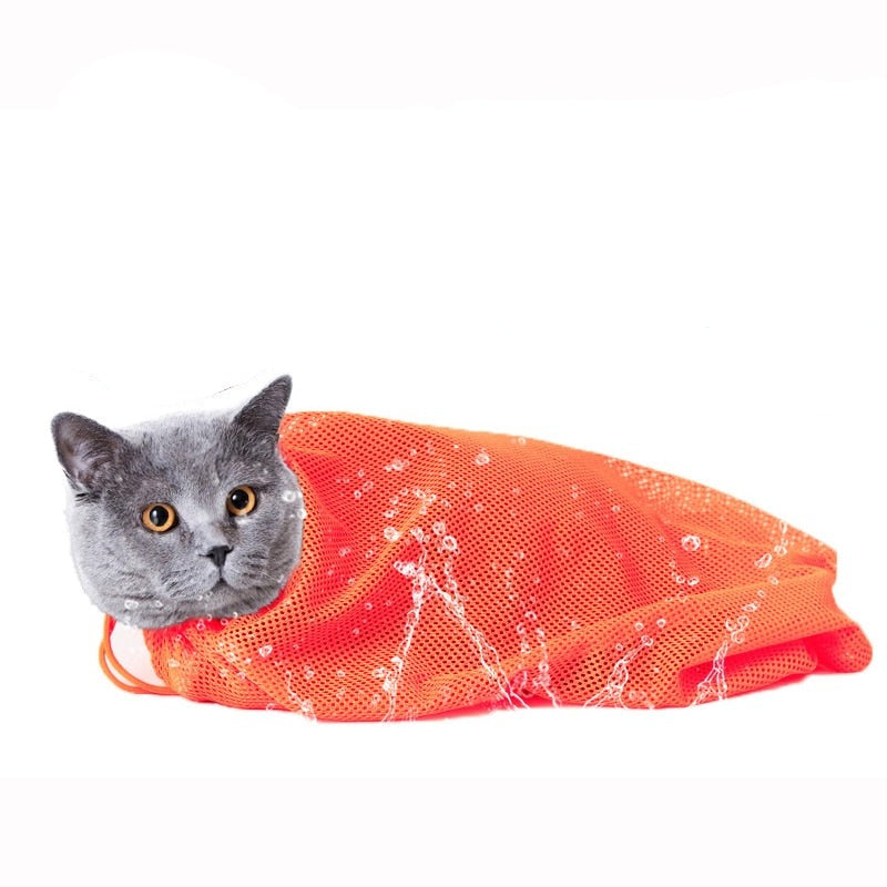 Mesh Cat Grooming Bath Bag