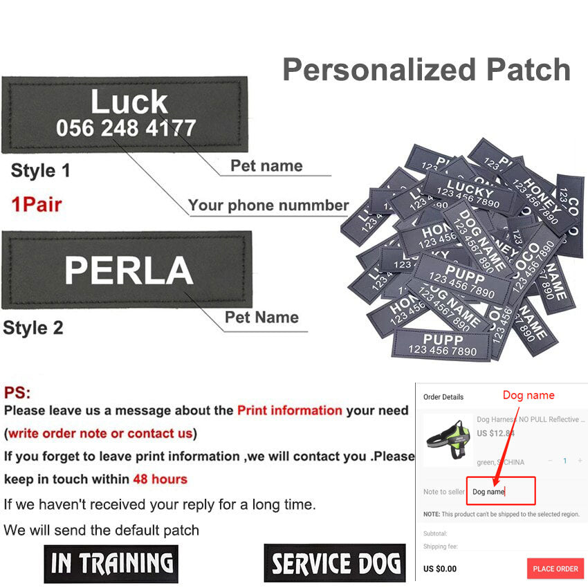 Dog Harness Vest ID Patch Customized Reflective Breathable Adjustable Pet Harness For Dog