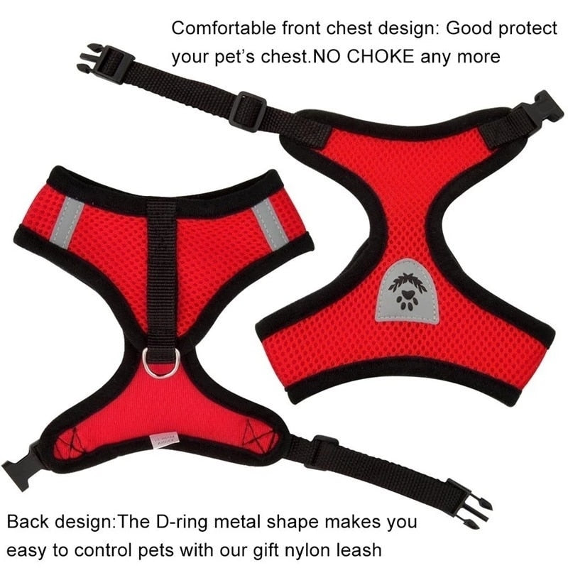 Cat Harness Adjustable Vest Walking Lead Leash For Puppy Dogs Collar