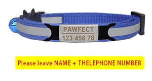 Reflective Cat Safety Buckle Collar Adjustable Custom Personalized ID