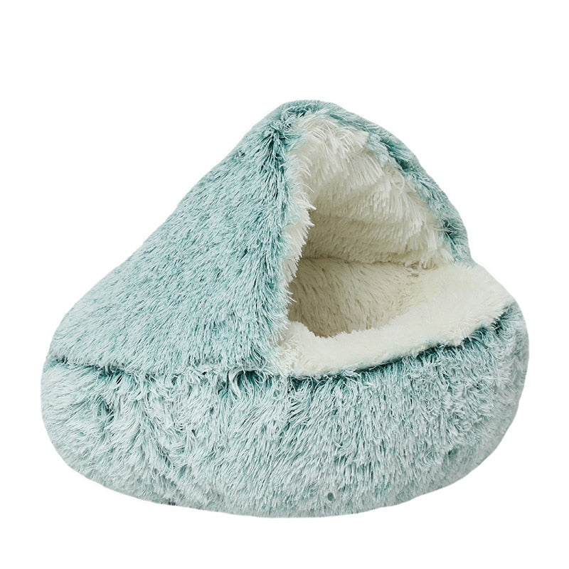 2 In 1Pet Dog Cat Bed Round Plush Cat Warm Bed