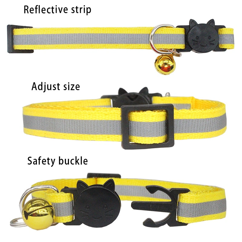 Reflective Cat Safety Buckle Collar Adjustable Custom Personalized ID