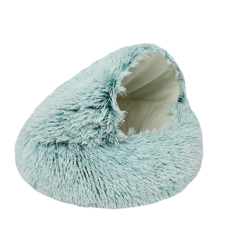 2 In 1Pet Dog Cat Bed Round Plush Cat Warm Bed