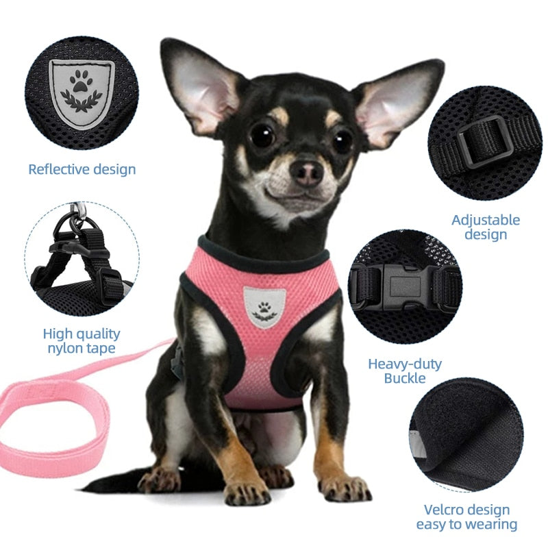 Cat Harness Adjustable Vest Walking Lead Leash For Puppy Dogs Collar