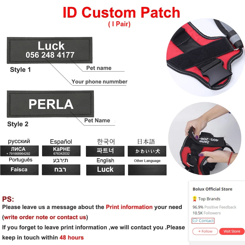Personalized Dog Harness NO PULL Reflective Breathable Adjustable Pet Harness
