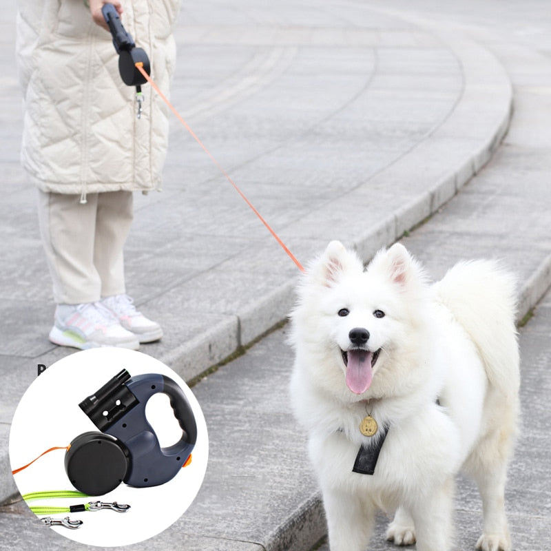 Automatic Reflective Double-Ended Leash Lead
