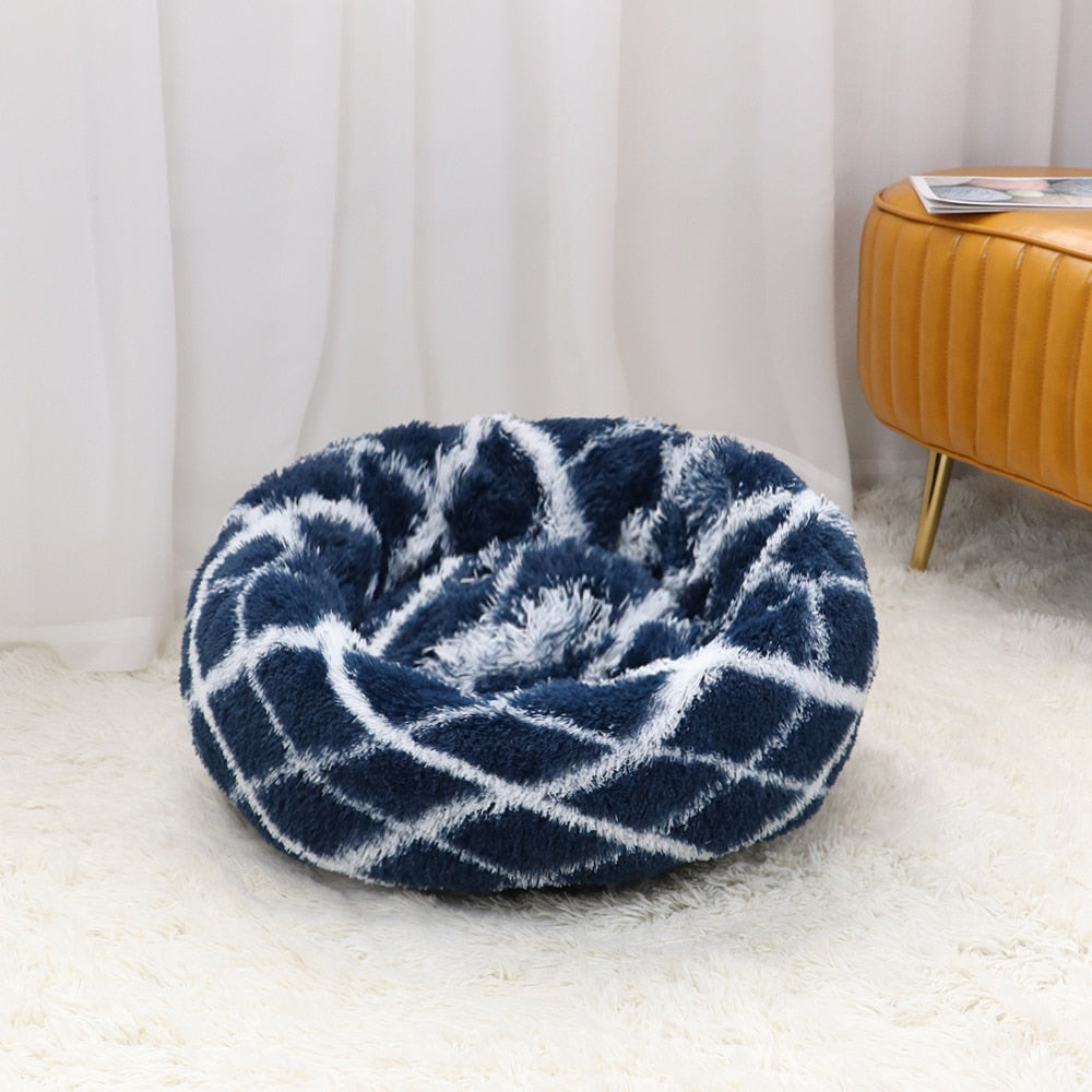 Super Soft Pet Cat Bed Plush Full Size Washable Calm Bed Donut Bed