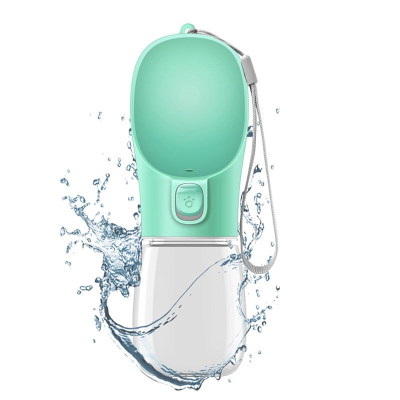 Our Portable Dog Water Bottle is specially designed to keep your dog happy, healthy & hydrated while on the go. It dispenses the perfect amount of water into the attached mini bowl. Let your dog drink and then press the button to suck back the unfinished water. It's perfect for walks, hikes, camping, and everyday use!