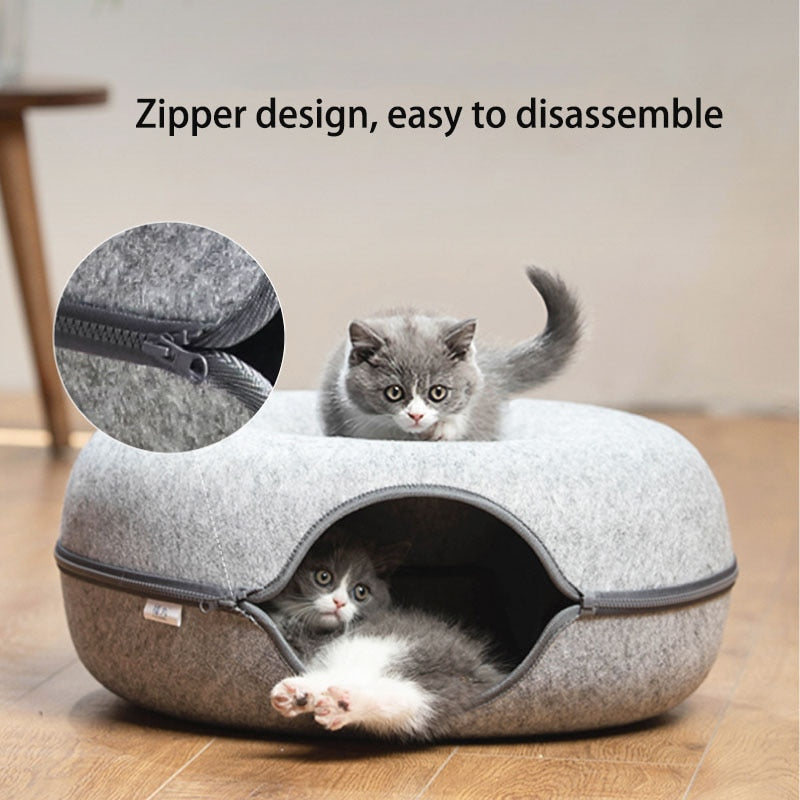 Donut Pet Cat Tunnel Interactive Play Toy Cat bed